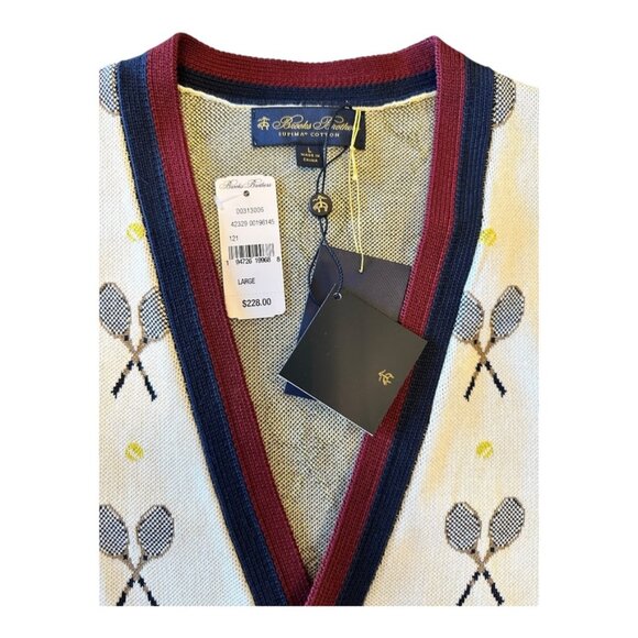 Brooks Brothers Special Edition Tennis Cardigan – L (White, Red, Navy, Yellow) - Picture 2 of 5